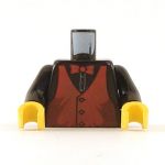 LEGO Torso, Black Shirt with Red-Orange Vest and Bow Tie