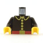 LEGO Torso, Black Button Front Shirt with Red Belt