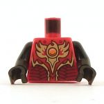 LEGO Torso, Red with Black Arms and Gold Wings/Fire Pattern