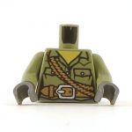 LEGO Torso, Olive Green Female with Ropes and Wide Belt, Volcano Image on Back