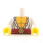 LEGO Torso, Open White Shirt with Frills, Red Waist Sash and Gold Helm Buckle