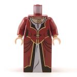 LEGO Dress, Dark Red with Gold and Black Trim, White Collar, Necklace