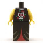 LEGO Robe, Black with Skull Emblem and Bare Arms, Red Pattern on Lower Half