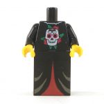 LEGO Robe, Black with Skull Emblem, Red Pattern on Lower Half, Black Sleeves