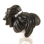 LEGO Hair, Female Wavy Ponytail with Long Bangs and Silver Band, Black