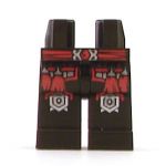 LEGO Legs, Black with Red Belt, Red Tassels and Silver Outlined Knee Pads