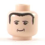 LEGO Head, Smiling, Black Hair, Small Mouth