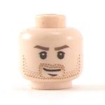 LEGO Head, Brown Stubble and Eyebrows, Grin