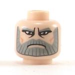 LEGO Head, Gray Beard and Eyebrows, Frown
