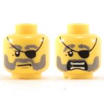 LEGO Head, Gray Moustache and Sideburns, Eye Patch