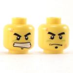 LEGO Head, Thick Black Eyebrows, Scratches and Bruises, Determined Faces
