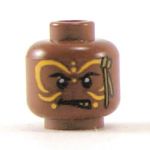 LEGO Head, Dark Flesh, Angry with Yellow Face Paint