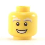 LEGO Head, White and Gray Eyebrows, Large Smile