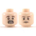 LEGO Head, Brown Eyebrows, Calm / Scared