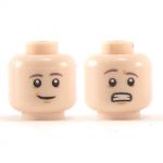 LEGO Head, Brown Eyebrows, Smiling / Scared