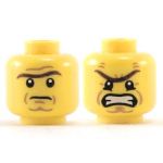 LEGO Head, Dark Brown Unibrow, Cheek and Forehead Lines