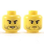 LEGO Head, Black Stubble, Smile / Frown