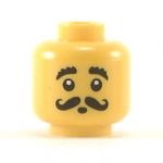 LEGO Head, Bushy Eyebrows, Curled Black Moustache