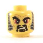 LEGO Head, Bushy Black Eyebrows, Red Eyes, Moustache and Soul Patch, Sideburns, Wrinkles