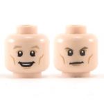 LEGO Head, Tan Eyebrows, Cheek Lines, Open and Closed Mouth Smile