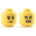 LEGO Head, Female, Black Eyebrows, Eyelashes, Dark Orange Lips