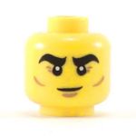 LEGO Head, Thick Black Eyebrows, Smile