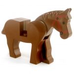 LEGO Riding Horse, Brown v1, Red Harness