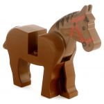 LEGO Riding Horse, Brown v1, with Black Mane and Red Harness