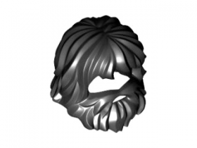 LEGO Hair with Beard and Mouth Hole, Black