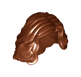 LEGO Hair, Female, Long and Wavy, Side Part, Reddish Brown