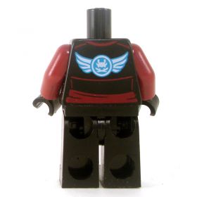 LEGO Black Keikogi with Dark Red Arms, Red Sash and Ties