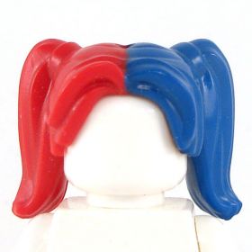 LEGO Hair, Female with Pigtails, Red and Blue
