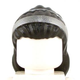 LEGO Hair, Female, Long and Straight with Silver Bands, Black (Rubber)