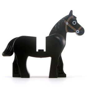 LEGO Riding Horse, black, v1, Circle Eyes