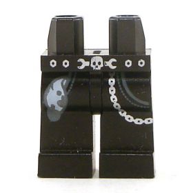LEGO Legs, Black Jeans with Skull Buckle, Rag in Pocket