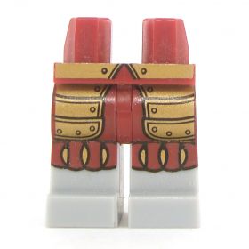 LEGO Legs, Red and Gold Armor, Light Bluish Gray Boots