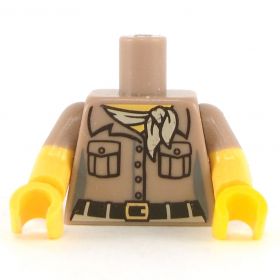 LEGO Torso, Female, Dark Tan Shirt with Buttons, Tan Scarf