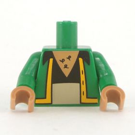 LEGO Torso, Green Jacket over Black V-neck Shirt