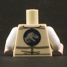 LEGO Torso, White Shirt, Tan Vest, Dinosaur on Reverse