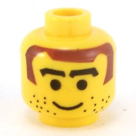 LEGO Head, Brown Hair, Stubble