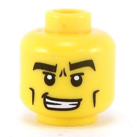 LEGO Head, Thick Eyebrows and Grin