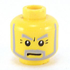 LEGO Head, Gray Beard, Frowning