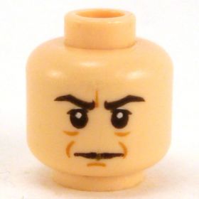 LEGO Head, Light Flesh, Black Thick Eyebrows, Large Eyes, Cheek Lines [CLONE]