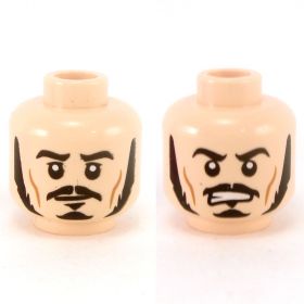 LEGO Head, Black Sideburns, Moustache, and Goatee