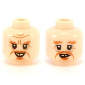 LEGO Head, Female with Brown Eyebrows and Peach Lips, Dual Sided: Smiling / Scared [CLONE] [CLONE] [CLONE] [CLONE] [CLONE]
