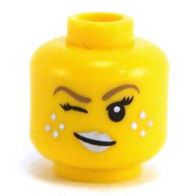 LEGO Head, Thick Black Eyebrows and Moustache, Wink, Smile with Teeth [CLONE]