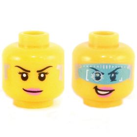LEGO Head, Female, Pink Lips, Smirk / Visor Down