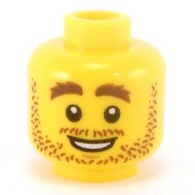 LEGO Head, Shaggy Brown Eyebrows and Stubble