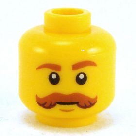 LEGO Head, Brown Bushy Curled Moustache and Eyebrows