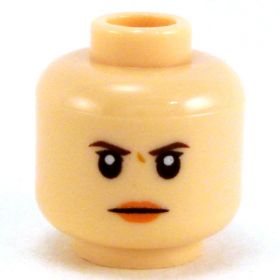 LEGO Head, Female, Peach Lips, Serious Expression